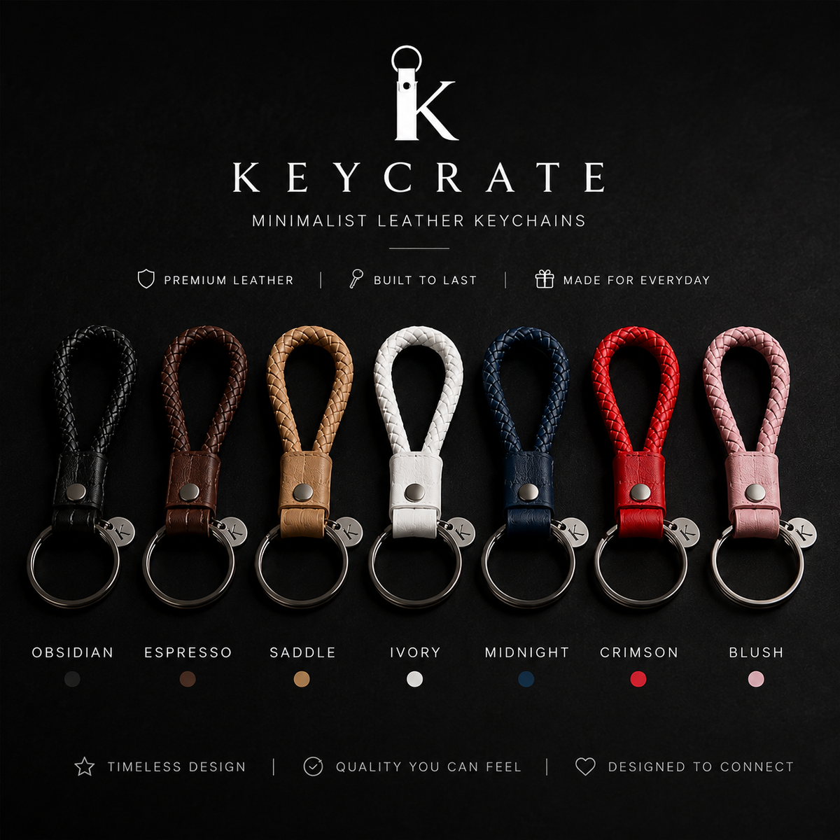 Braided Leather Keyring